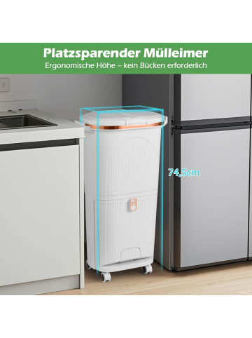 COSTWAY Mülleimer Küche 3 Fächer 2 x 12L & 14L in Weiß