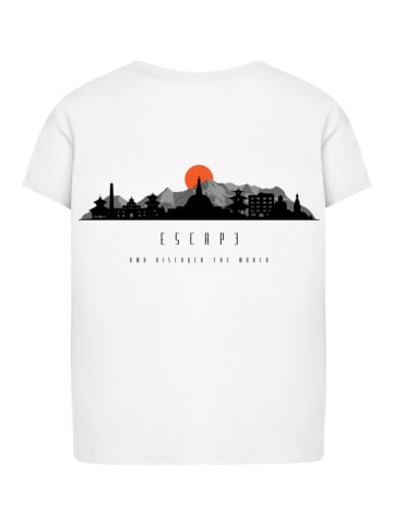 F4NT4STIC Ladies Box Tee Escape Discover the World Asian Town in weiß