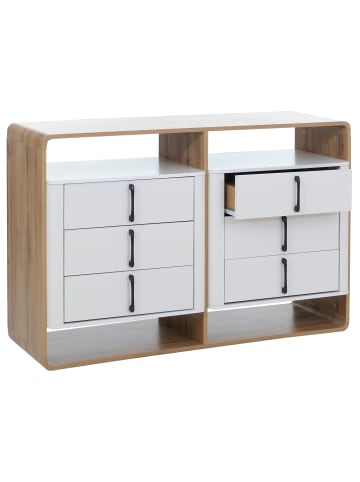 MCW Highboard P43, Wotan-Eiche-Optik, weiß