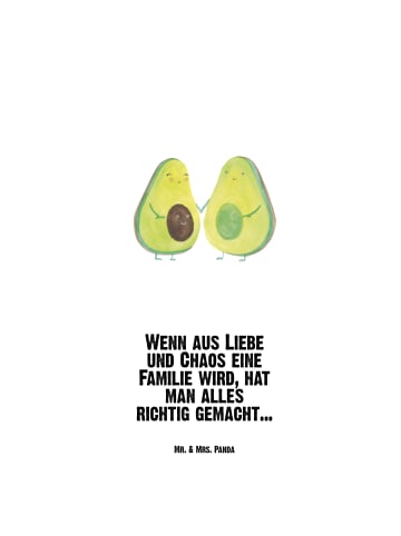 Mr. & Mrs. Panda Wasserflasche Avocado Pärchen mit Spruch in Weiß