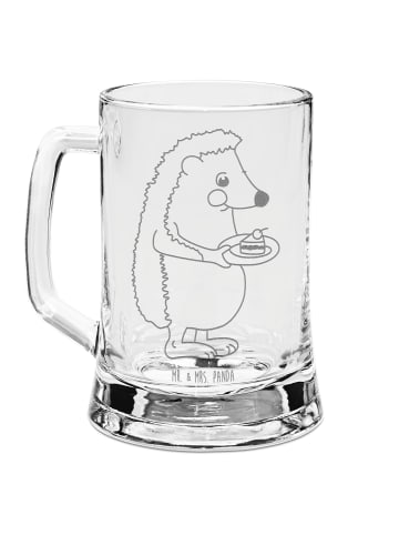 Mr. & Mrs. Panda Gravur Bierkrug Igel Kuchenstück ohne Spruch in Transparent
