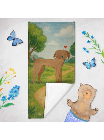 Mr. & Mrs. Panda Badehandtuch Hund Dogge Design ohne Spruch in Grau Pastell