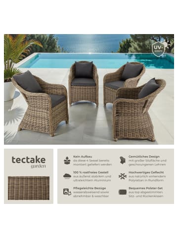 tectake 4er Set Aluminium Rattansessel  kein Aufbau, natur