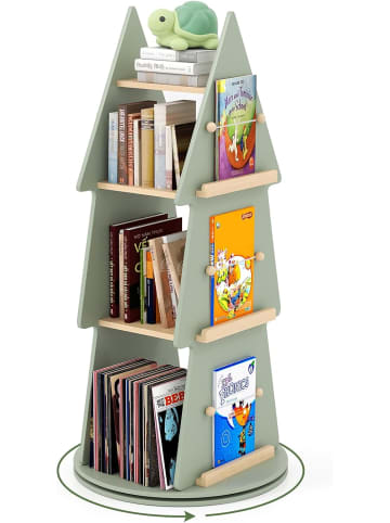 COSTWAY Kinderbücherregal 360° drehbar in Grün