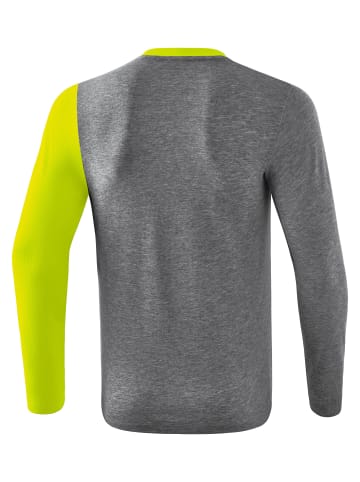 erima 5-C Longsleeve in grau melange/lime pop/schwarz