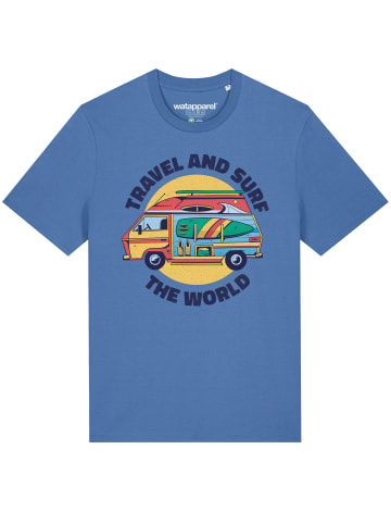 wat? Apparel T-Shirt Travel and surf in Bright Blue