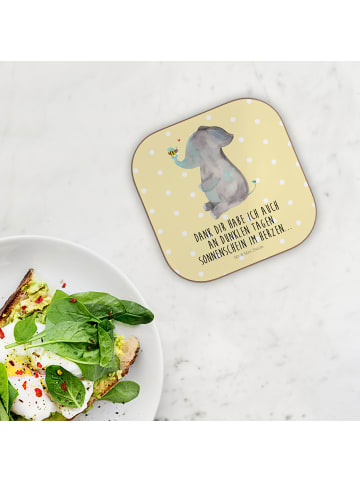 Mr. & Mrs. Panda Bierdeckel Elefant Biene mit Spruch in Gelb Pastell