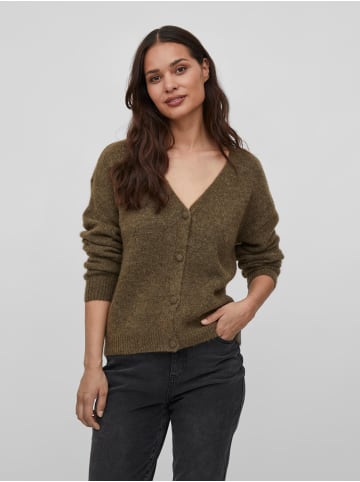 Vila Kuschelige Strickjacke Langarm V-Neck Cardigan VIJAMINA in Braun