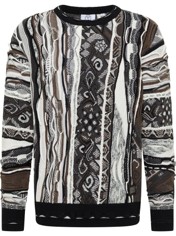 Carlo Colucci Jacquardpullover Dimani in Schwarz / Grau
