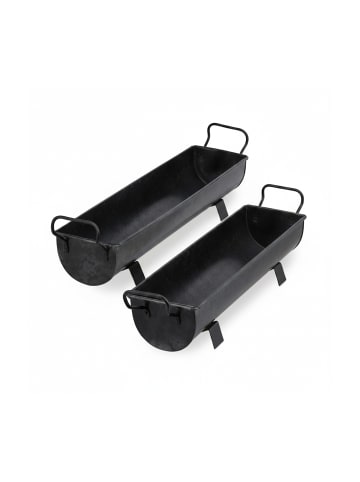 relaxdays 2er-Set: Blumenkasten Dachrinne in Grau