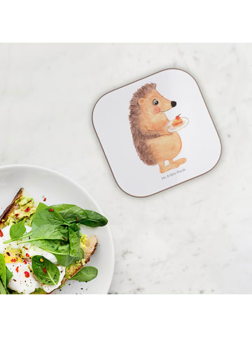 Mr. & Mrs. Panda Holzuntersetzer Igel Kuchenstück ohne Spruch in Weiß