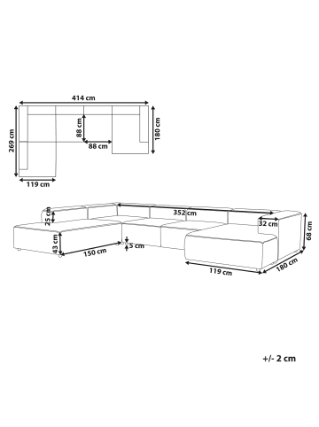 Beliani 5-tlg Modulsofa ARDAL in Beige/Schwarz