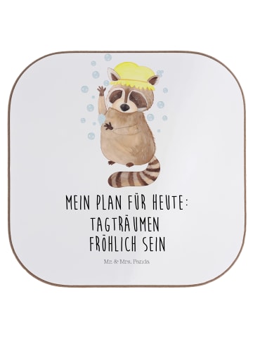 Mr. & Mrs. Panda Untersetzer Waschbär mit Spruch in Weiß