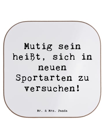Mr. & Mrs. Panda Holzuntersetzer Spruch Neue Sportart versuchen ... in Weiß