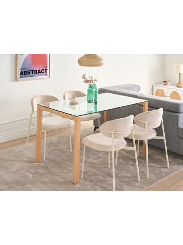 Beliani Esszimmertisch TAVIRA in Transparent/Braun - (W) 80 x (H) 75 x (L) 130 cm