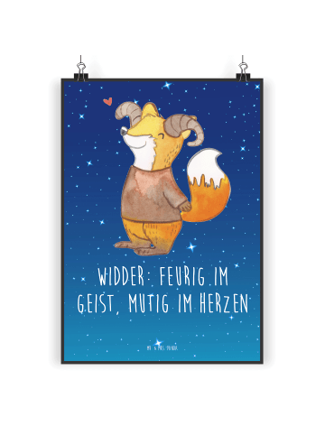 Mr. & Mrs. Panda Poster Widder Astologie mit Spruch in Sternenhimmel Blau