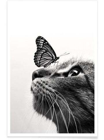 Juniqe Poster "Butterfly Kiss" in Grau