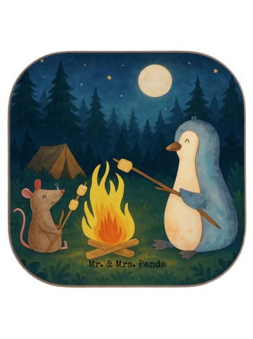 Mr. & Mrs. Panda Untersetzer Glas Pinguin Lagerfeuer Design ohne... in Weiß
