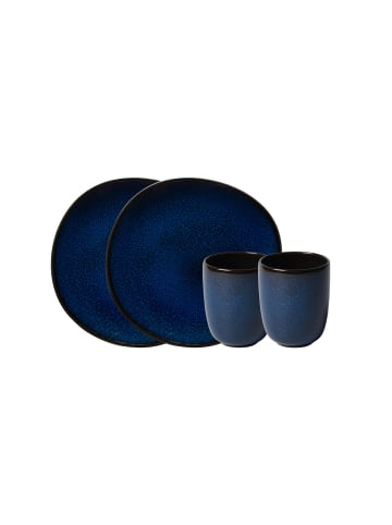 like. by Villeroy & Boch Frühstücks-Set, 4-teilig, für 2 Personen Lave bleu in blau