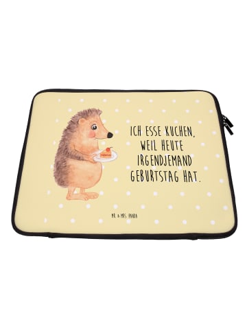 Mr. & Mrs. Panda Notebooktasche Igel Kuchenstück mit Spruch in Gelb Pastell