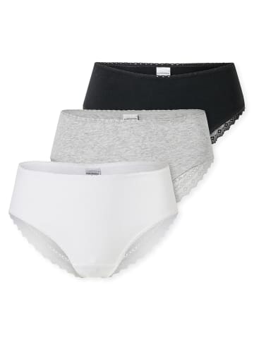 Schiesser Slip 3er Pack in Schwarz/Grau/Weiß