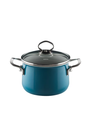 Riess Fleischtopf mit Glasdeckelcm Emaille Nouvelle Aquamarin extra stark in Schwarz