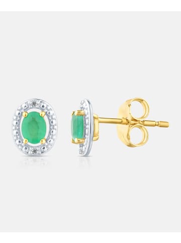 Diamant L'éternel Ohrstecker, mit Smaragd, 375 Gelbgold