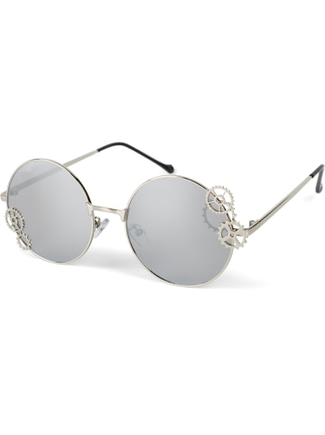 styleBREAKER Runde Sonnebrille in Silber / Silber verspiegelt