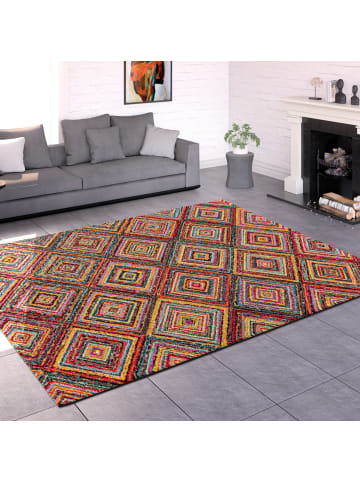 KADIMA DESIGN Teppich Kurzflor Ethno Wohnzimmer schmutzabweisend in Mehrfarbig