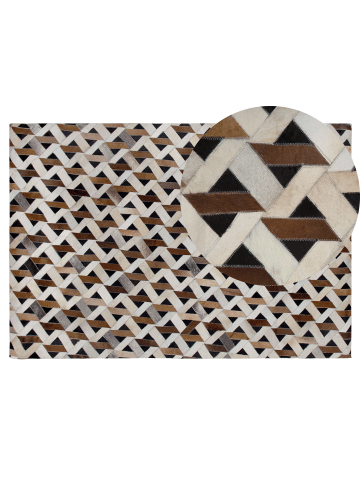 Beliani Kurzflor TUGLU in Braun/Grau - (W) 140 x (H) 1.2 x (L) 200 cm