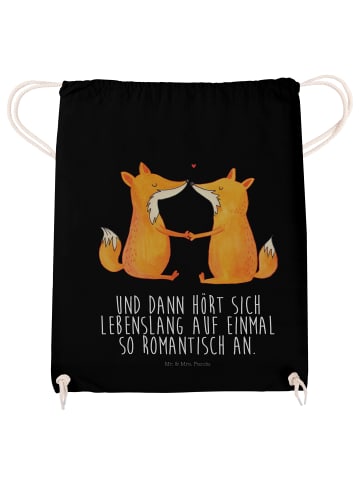 Mr. & Mrs. Panda Drawstring Bag Füchse Liebe mit Spruch in Schwarz