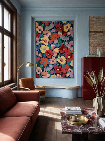 KADIMA DESIGN Teppich Wolle DAHLIA Geometrisch Wohnzimmer Floral Wohnlich in Multi