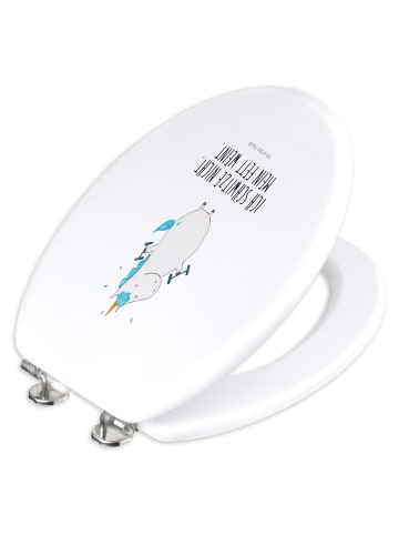 Mr. & Mrs. Panda Klo-Deckel Einhorn Fitness mit Spruch in Weiß