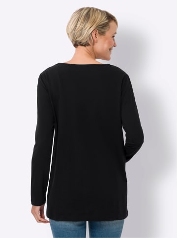 Sieh an! Longshirt in schwarz-aquapetrol