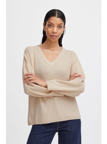 b. young BYONEMA VNECK JUMPER - KNIT Loose fit in Cement Melange