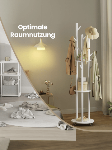VASAGLE Garderobenständer Andi in Weiß - (B)40 x (H)175 x (T)40 cm