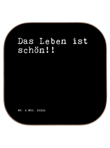 Mr. & Mrs. Panda Untersetzer Glas Das Leben ist schön!!... mit S... in Schwarz