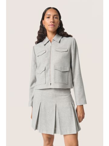 Soaked in Luxury SLAugustina Jacket Regular fit in Grey and White Pinstripe
