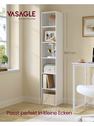 VASAGLE Bücherregal Custos in Wolkenweiß - (B)30.2 x (H)160.7 x (T)24 cm