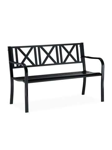 relaxdays Gartenbank in Schwarz - (B)127 x (H)81 x (T)56 cm