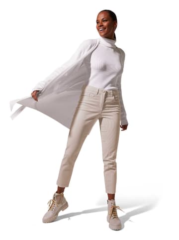 MADELEINE Fein gestreifte Jeans in weiß / helltaupe