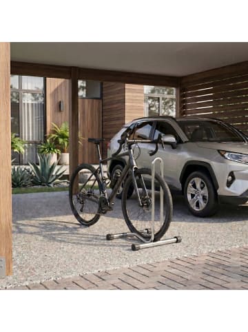 relaxdays Fahrradständer in Silber - (B)41 x (H)72,5 x (T)44,5 cm