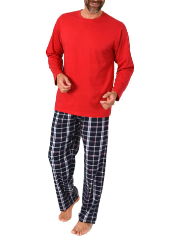 NORMANN Schlafanzug lang Pyjama FlanellHose Karo - 88204 in rot1