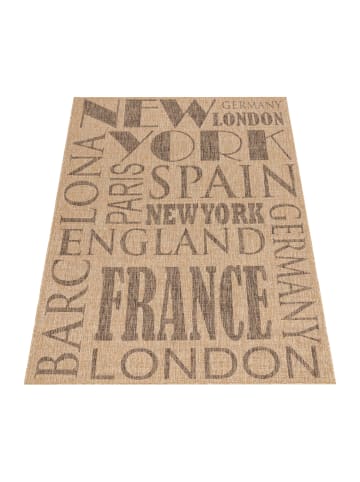 KADIMA DESIGN Teppich Kurzflor Schriftzug Wohnzimmer in Beige