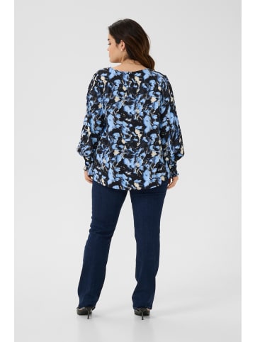 KAFFE curve Langarm-Bluse KClurana in Black/Blue Graphic Strokes