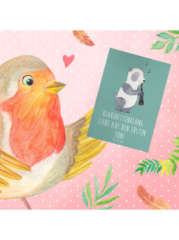 Mr. & Mrs. Panda Klappkarte Klarinette Liebe  mit Spruch in Meeresbrise