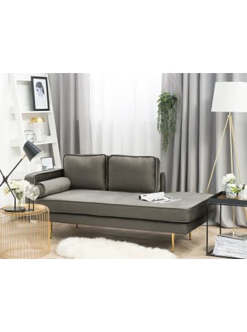Beliani 3-tlg Chaiselongue MIRAMAS in Grau/Gold linksseitig