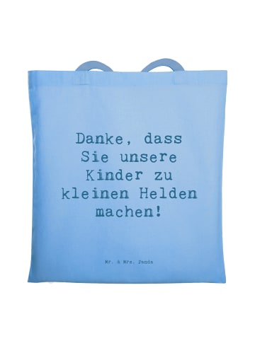 Mr. & Mrs. Panda Jutebeutel Spruch Erzieher Heldenmacher mit Spruch in Sky Blue