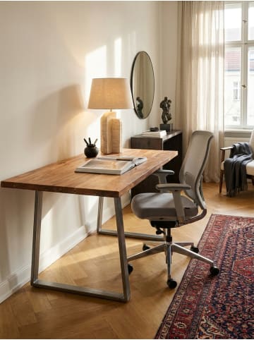 KADIMA DESIGN Schreibtisch Massivholz Chromgestell, XL Format Handgefertigt