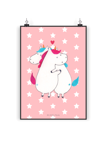 Mr. & Mrs. Panda Poster Einhorn Mitteilung ohne Spruch in Rot Pastell